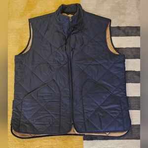 J. Crew Quilted Reversible Vest in Navy and Tan